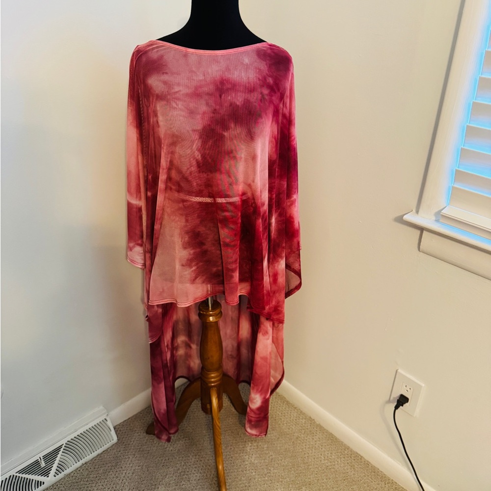 Chaus Pink and Red Tie-Dye Top